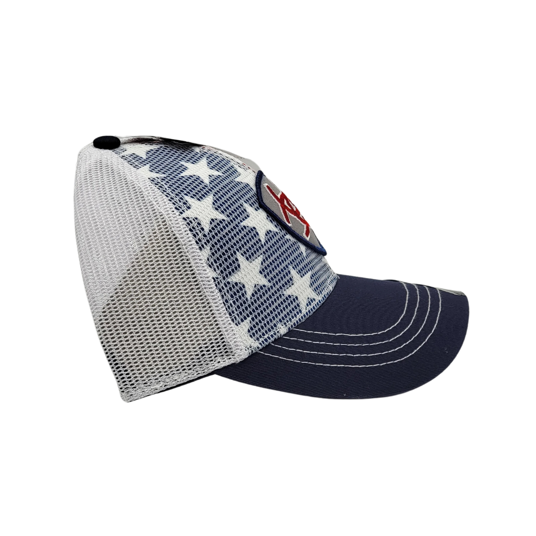 Ariat US Flag Shield White Mesh Overlay Cap