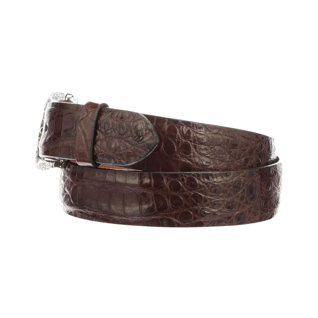 Lucchese Men's Sienna Caiman Ultra Belly Leather Brown Belt