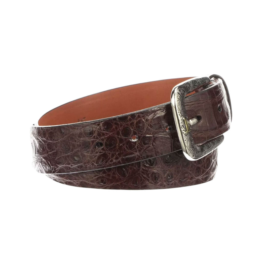 Lucchese Men's Sienna Caiman Ultra Belly Leather Brown Belt