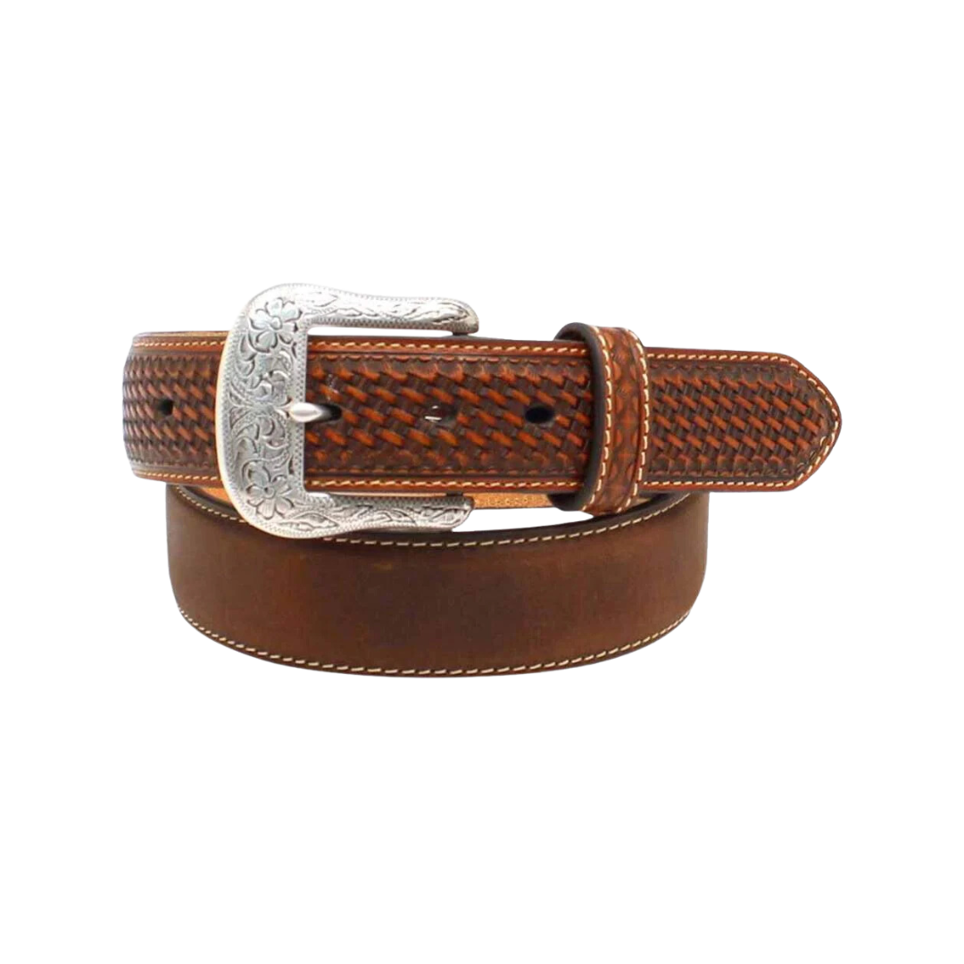 Ariat Mens Crosswoven Brown Leather Belt