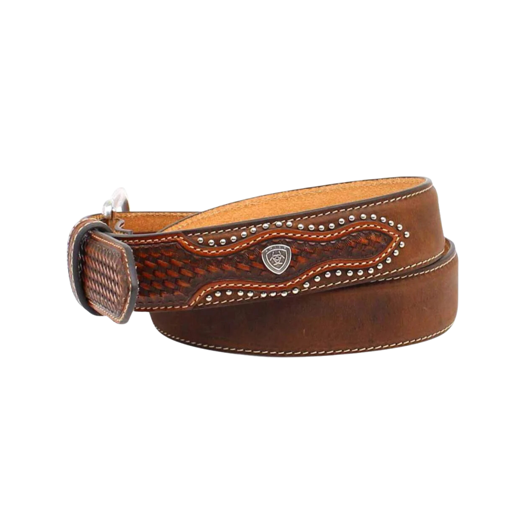 Ariat Mens Crosswoven Brown Leather Belt