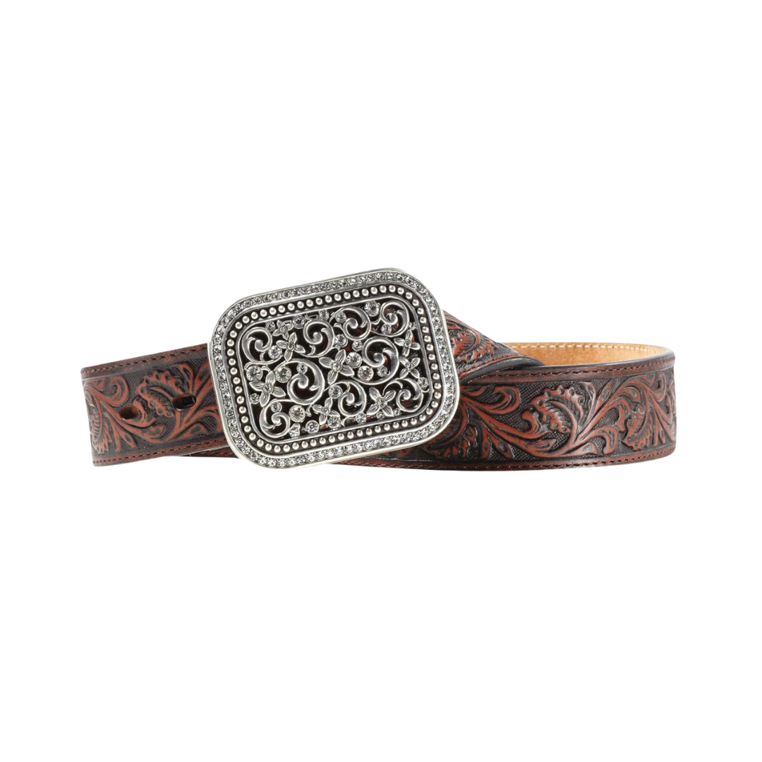 Ariat Ladies Filigree Tooled Dark Brown Leather Belt