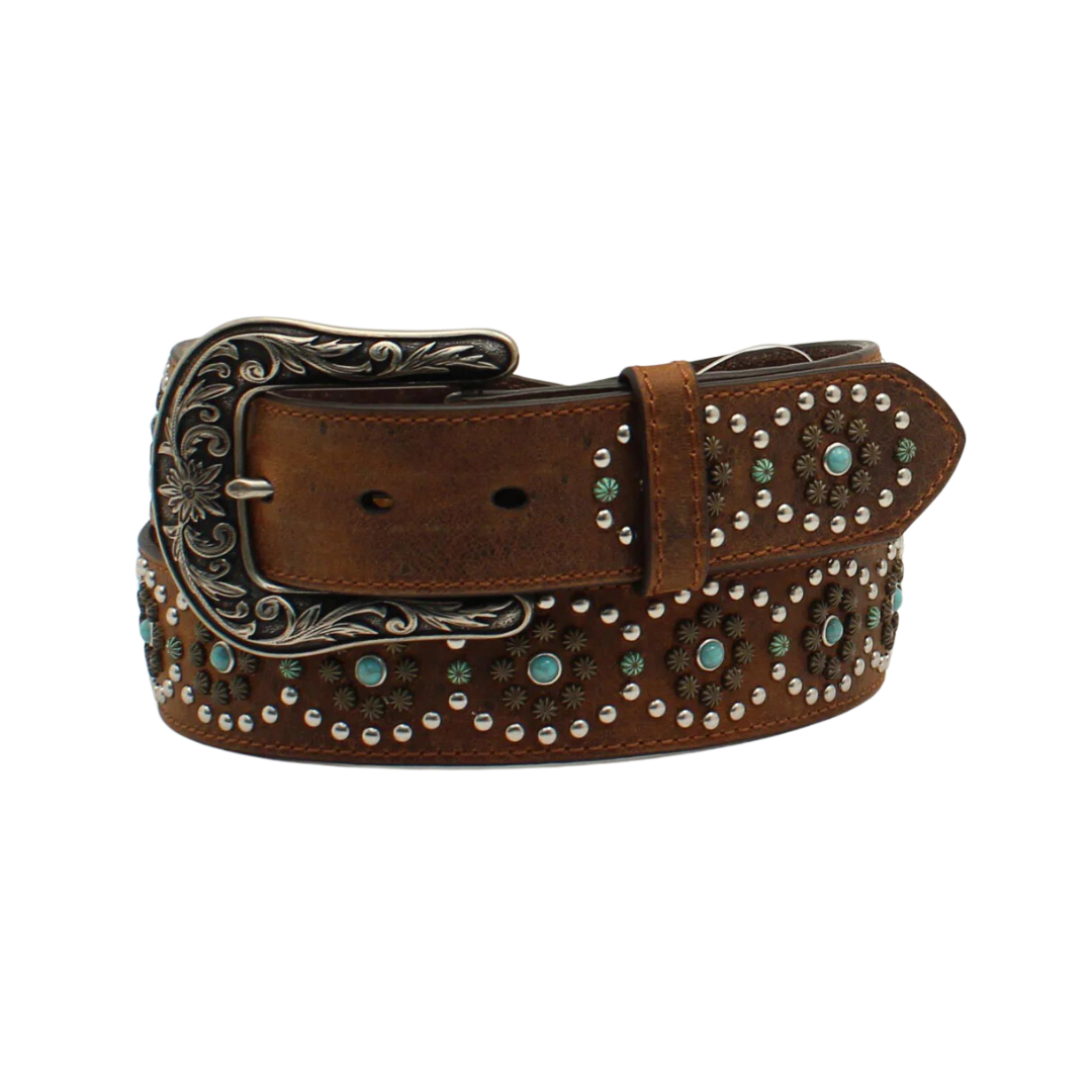 Nocona Women's Circular Studs Stones Brown Belt