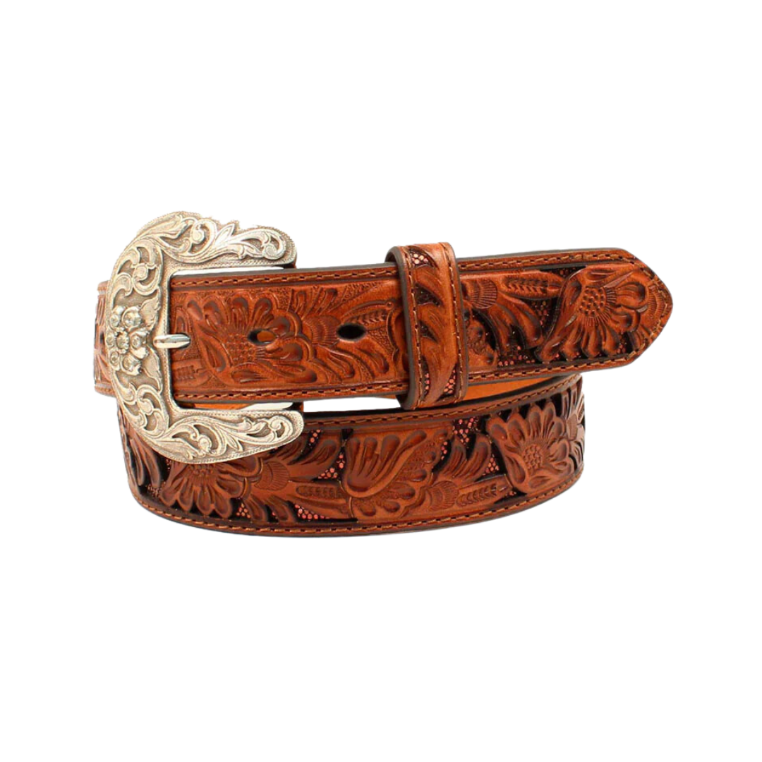 Nocona Women's Bronze Glitter Floral Brown Belt