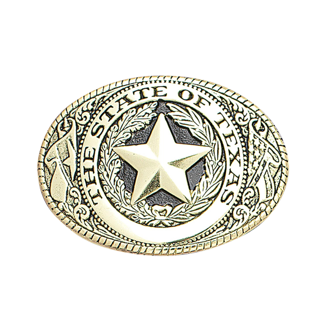 Nocona Men's Gold Texas Seal Grey Buckle
