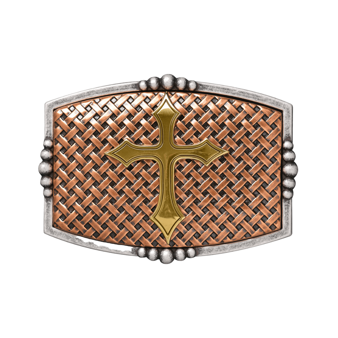 Nocona Men's Copper Basketweave Brown Buckle