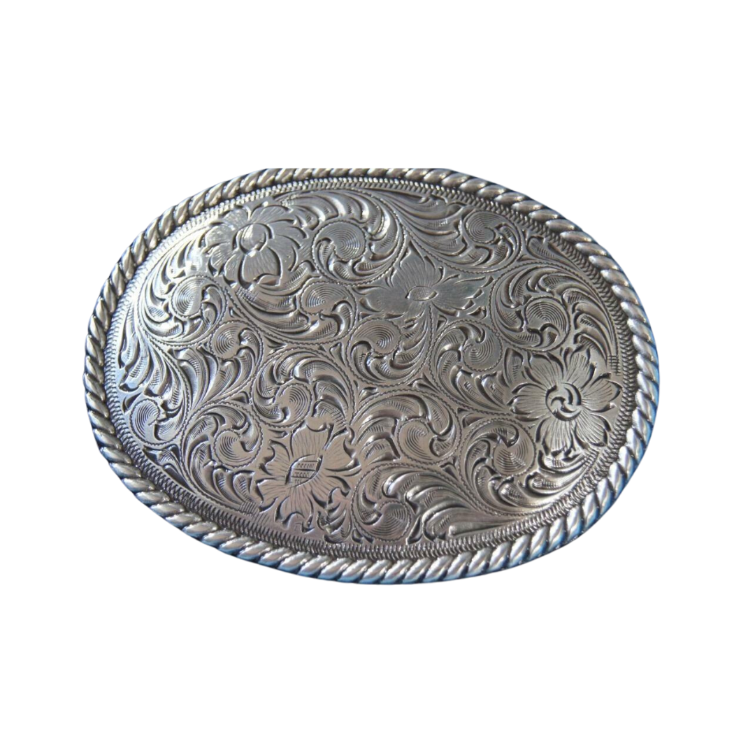 Nocona Men's Oval Floral Scroll Grey Buckle