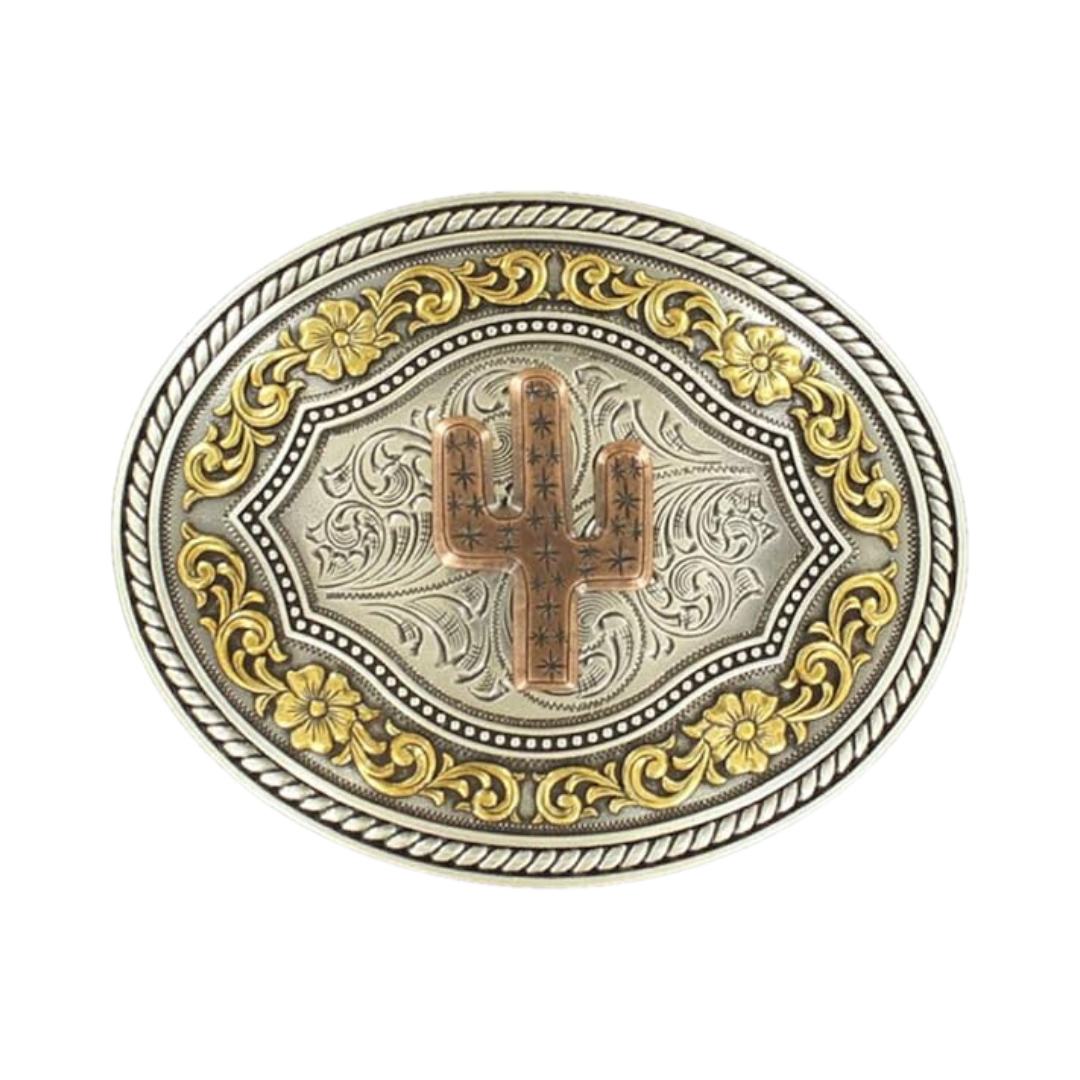 Nocona Men's Tri Metal Cactus Oval Grey Buckle