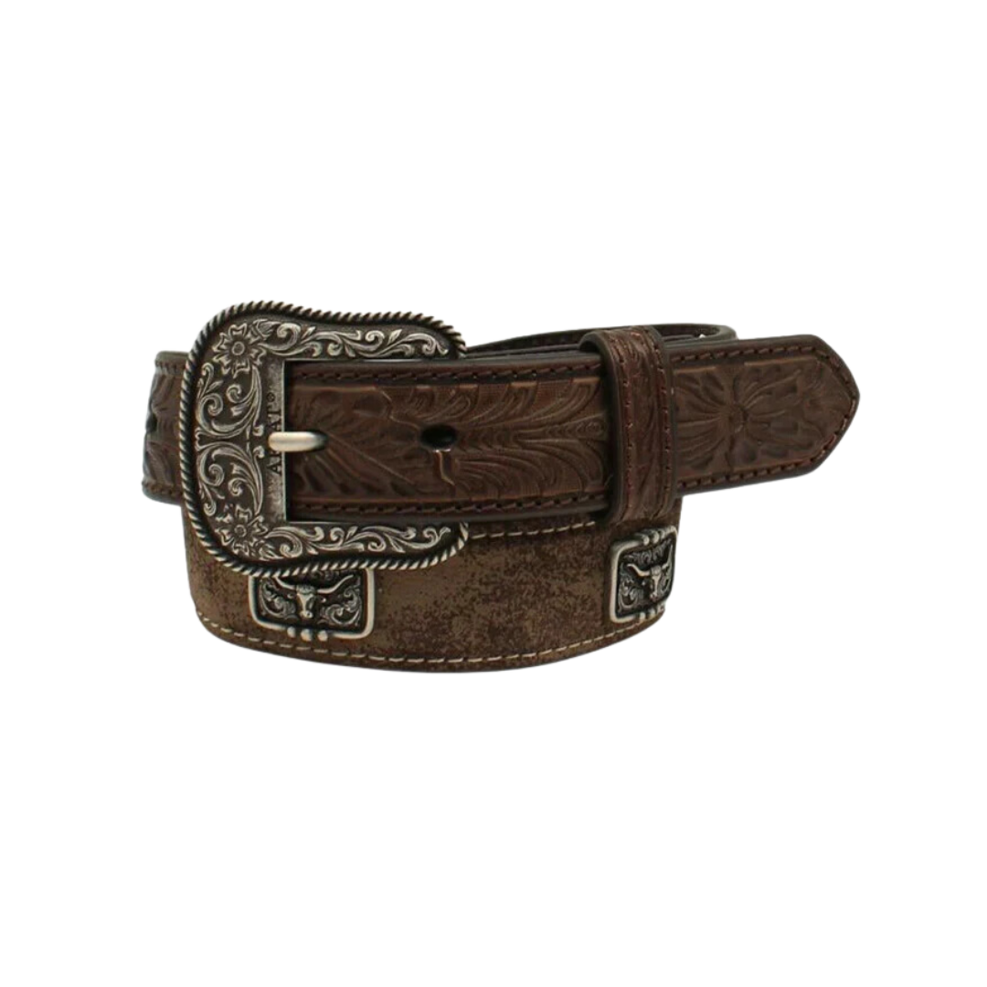 Ariat Youth Boy's Longhorn Head Concho Brown Belt