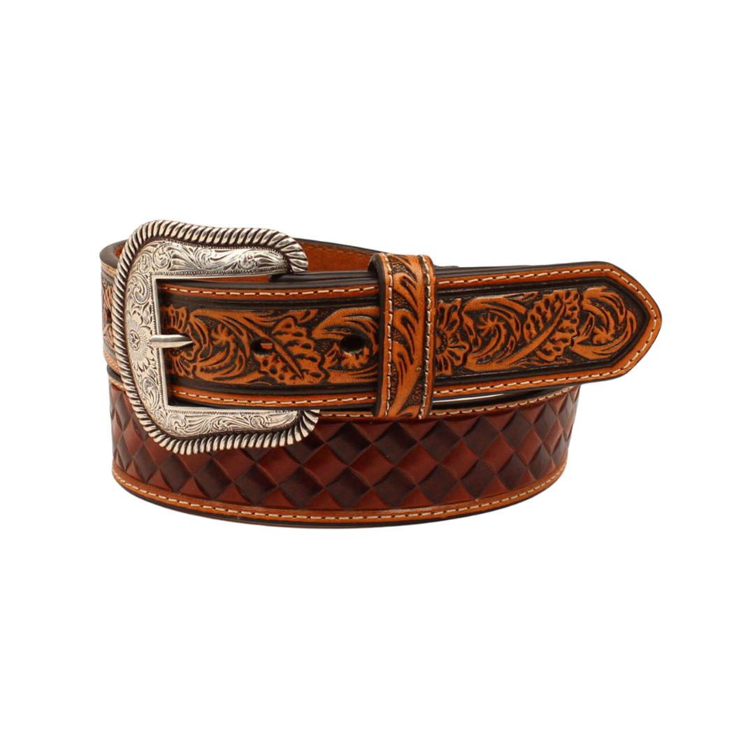 Nocona Men's Basketweave Pattern Brown Belt
