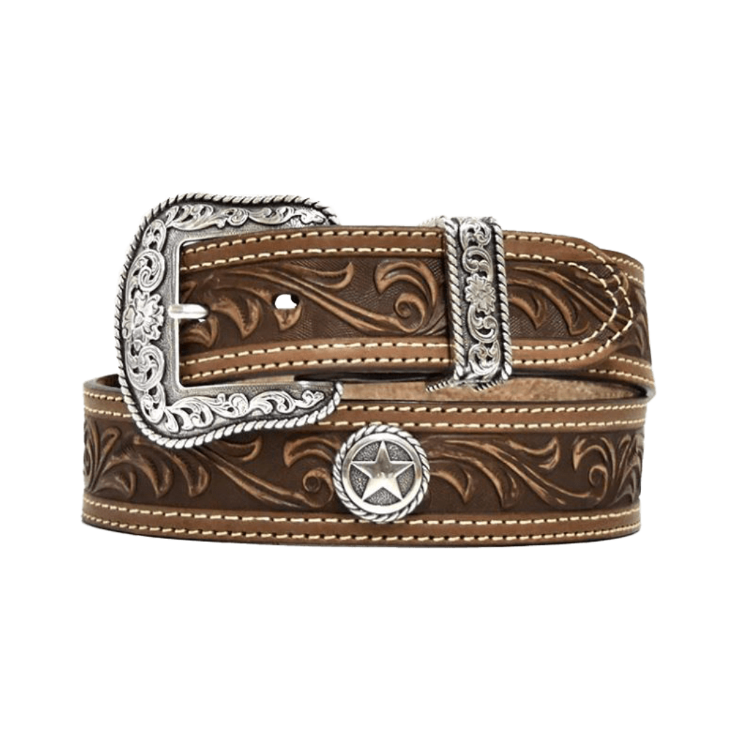 Nocona Men's Star San Antonio Usa Leather Brown Belt