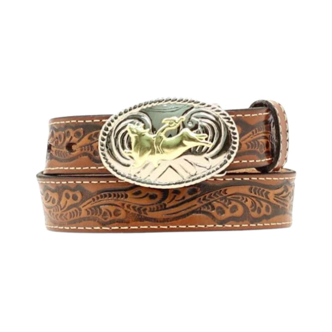 Nocona Youth Boy's Embossed Bullrider Brown Belt