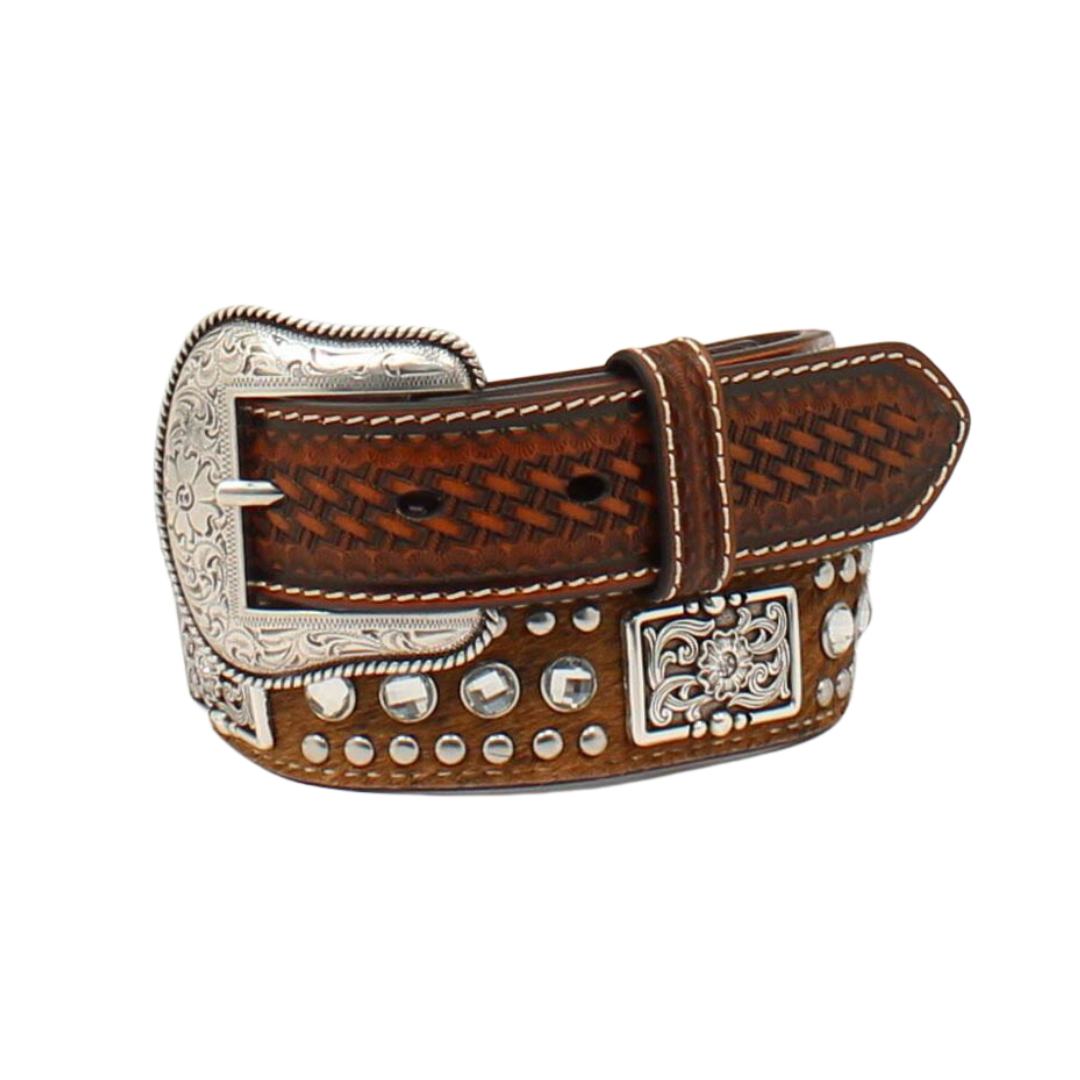 Nocona Youth Boy's Calf Hair Rhinestone Brown Belt