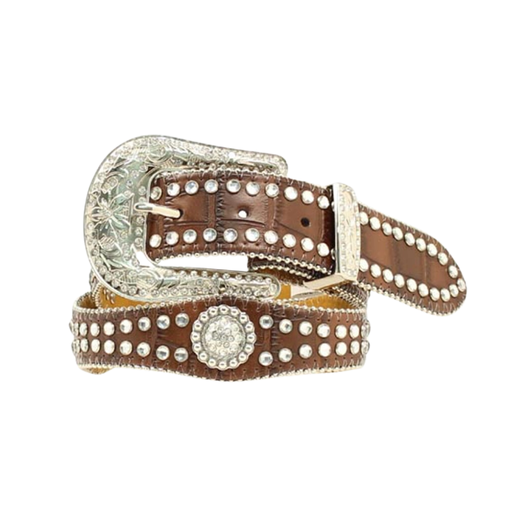 Nocona Youth Girl's Rhinestone Crocodile Brown Belt