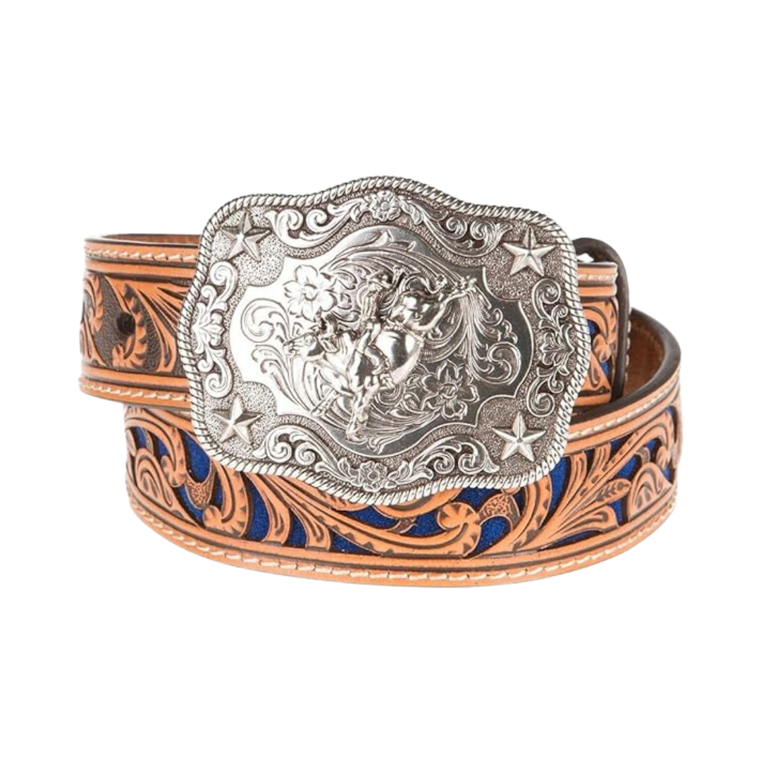 Nocona Youth Boy's Inlay Scroll Brown Belt