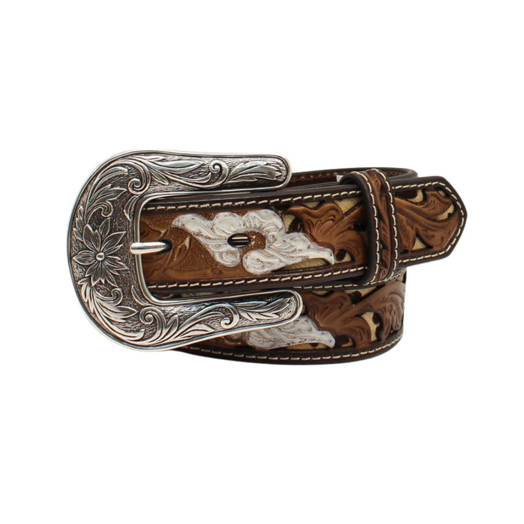 Nocona Youth Girl's Flower Leopard Brown Belt