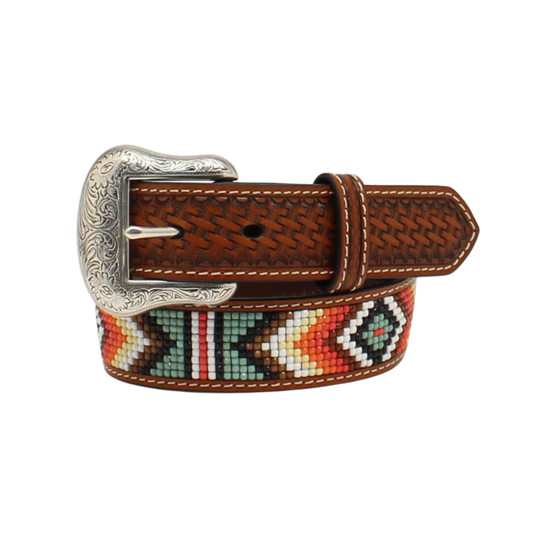 Nocona Youth Boy's Beaded Canasta Brown Belt