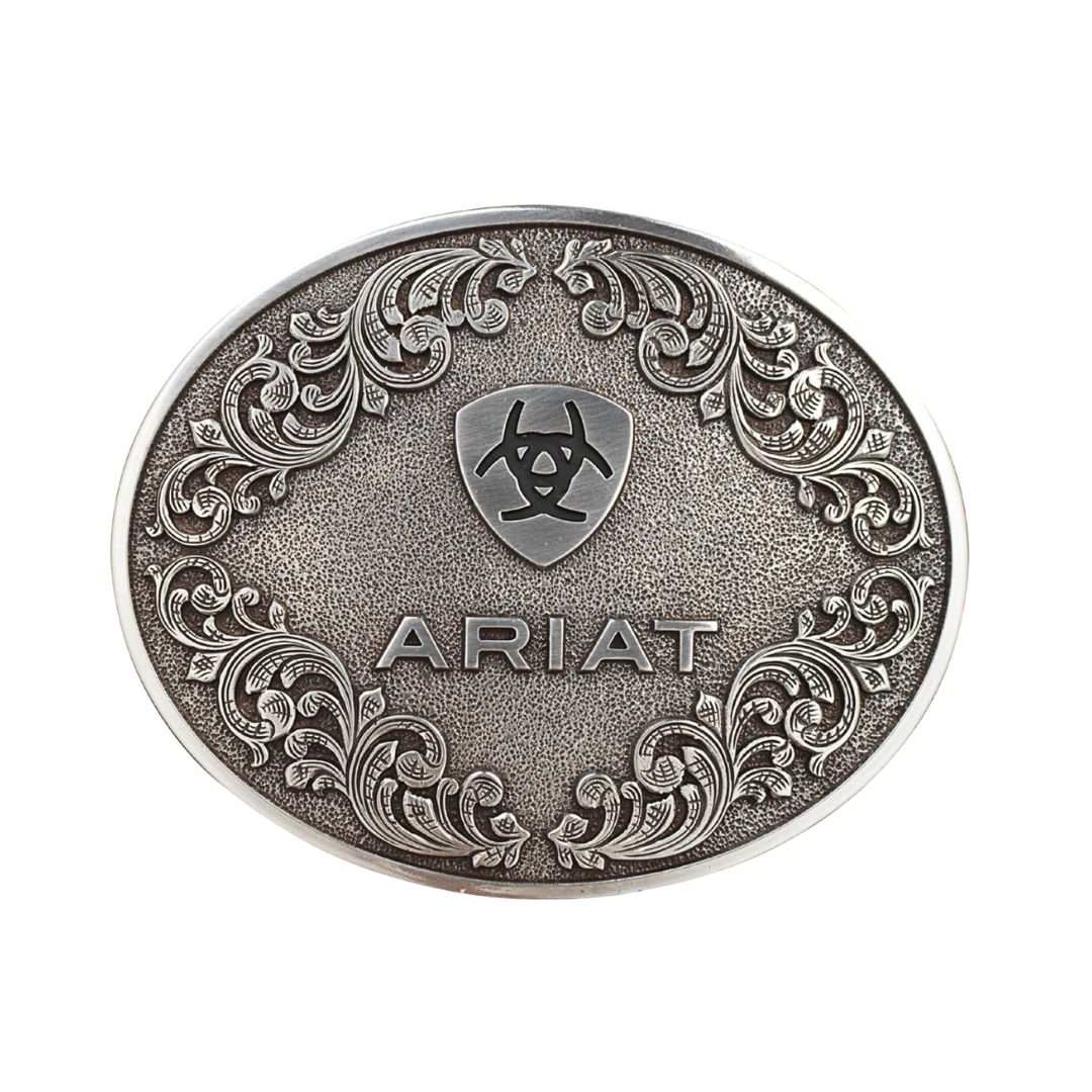 Buy Ariat Oval Smooth Edge Scroll Logo Stylish Silver Buckle