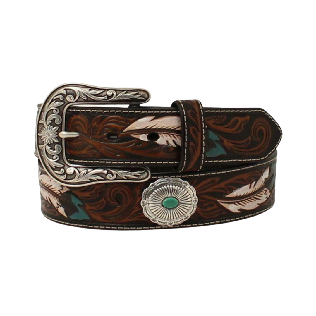 Ariat Women's Feather Tooling Conchos Turquoise Belt