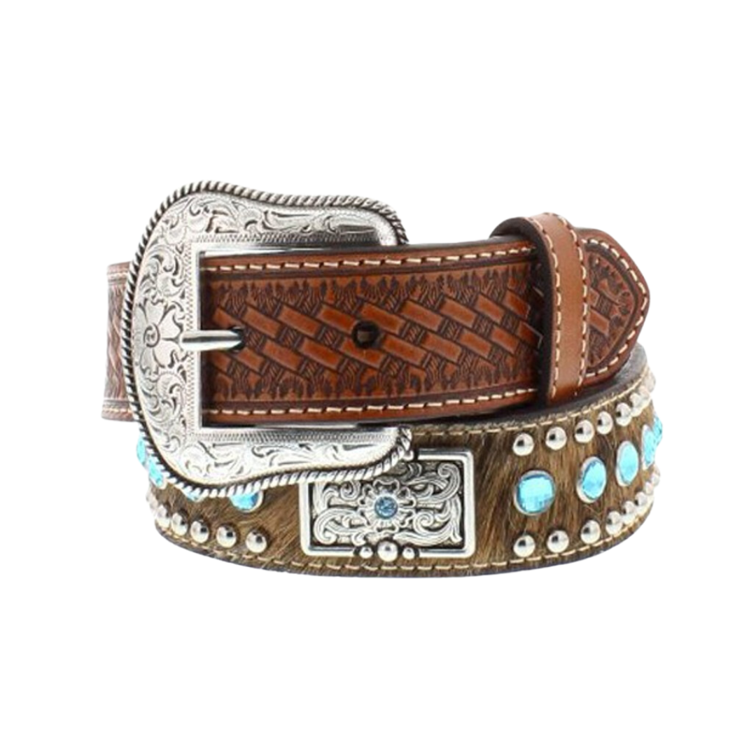 Nocona Youth Boy's Calf Hair Rhinestone Brown Belt