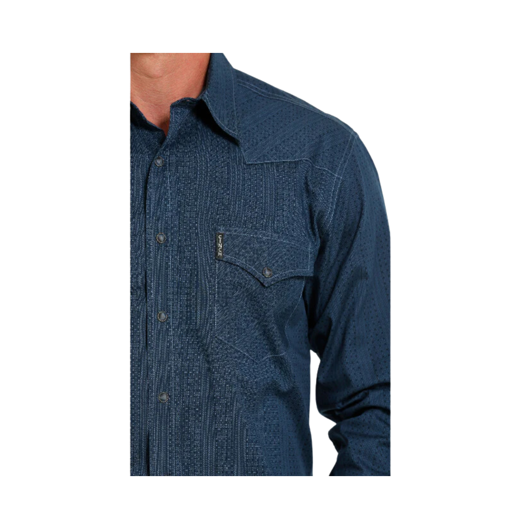 Cinch Men's Navy Modern Print Button Down Shirt