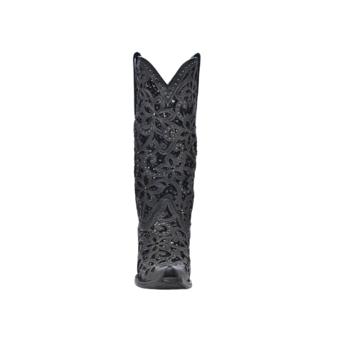 Corral Women's Inlay Embroidery & Studs Black Boots