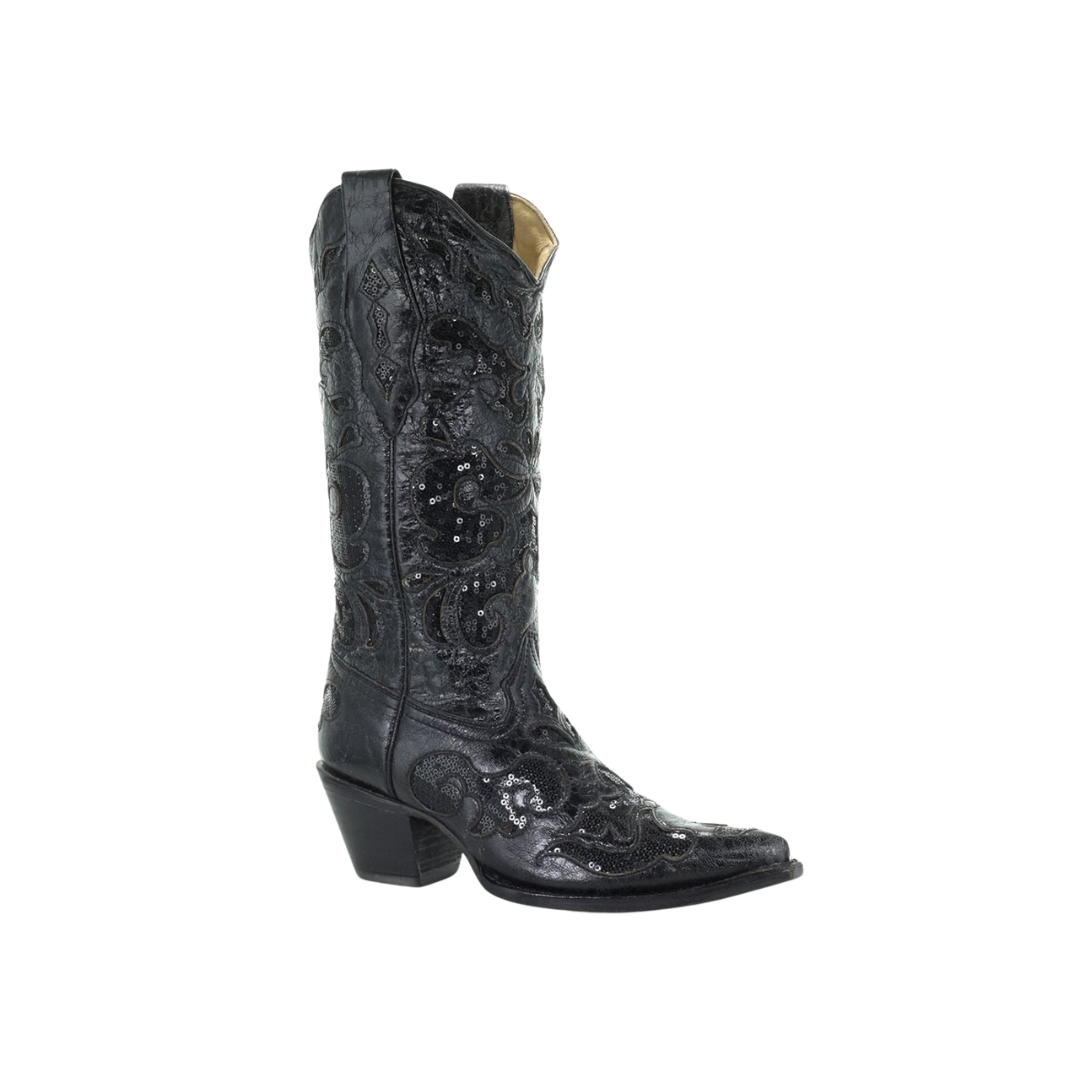 Corral Women's Goat Sequins Inlay Black Boots