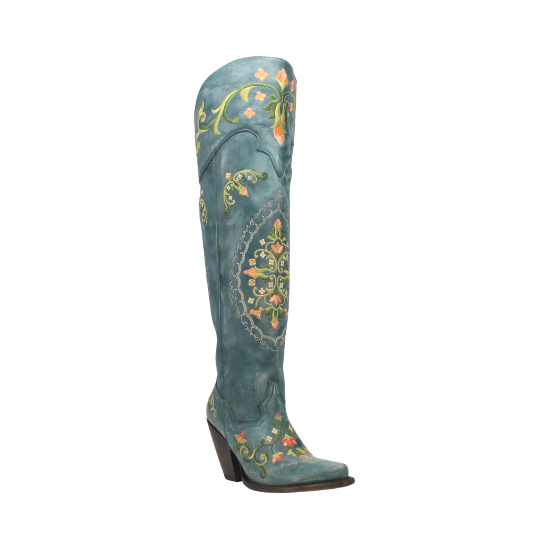 Dan Post Women's Flower Child Leather Turquoise Boots