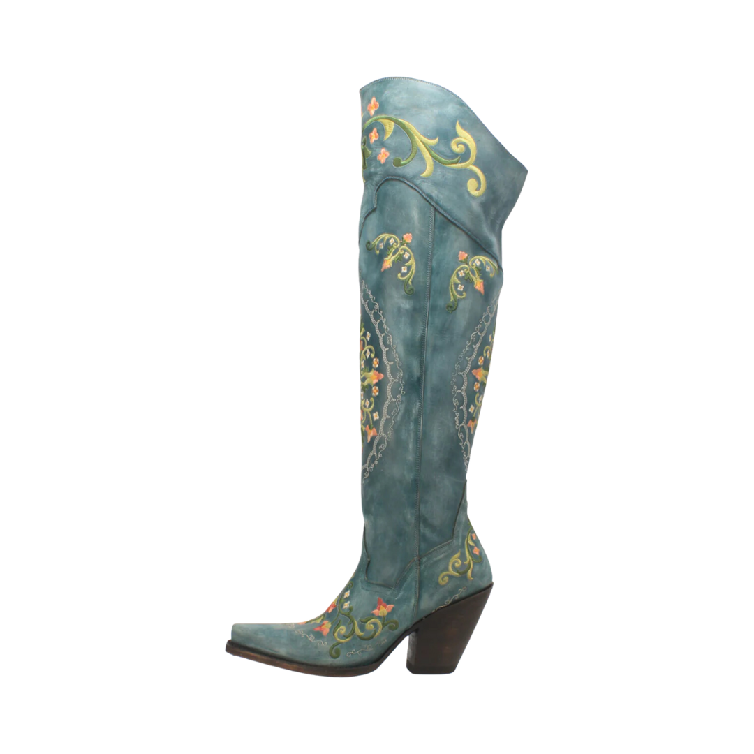Dan Post Women's Flower Child Leather Turquoise Boots
