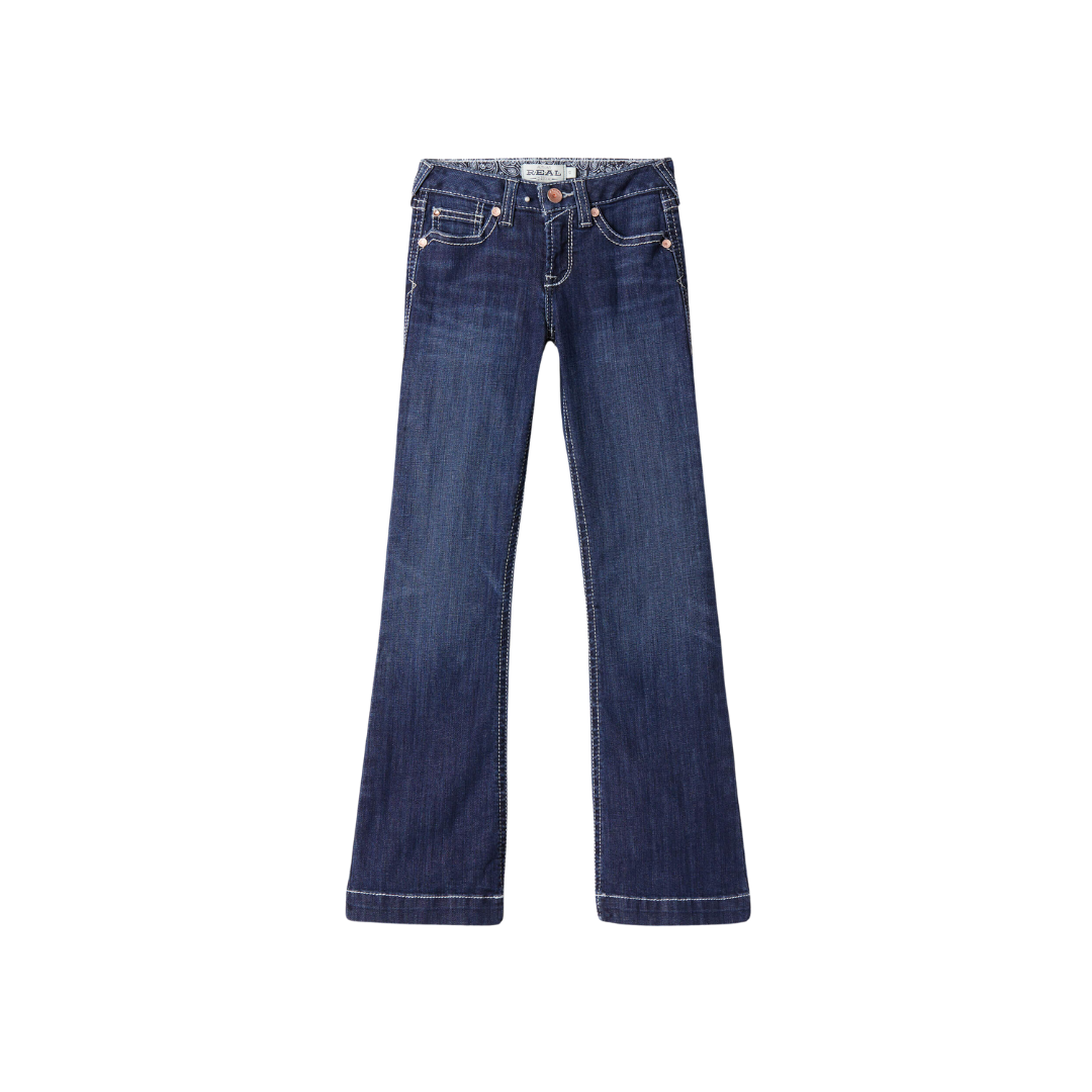 Ariat Youth Girl's Mid Rise Stretch Ella Wide Naomi Blue Jeans