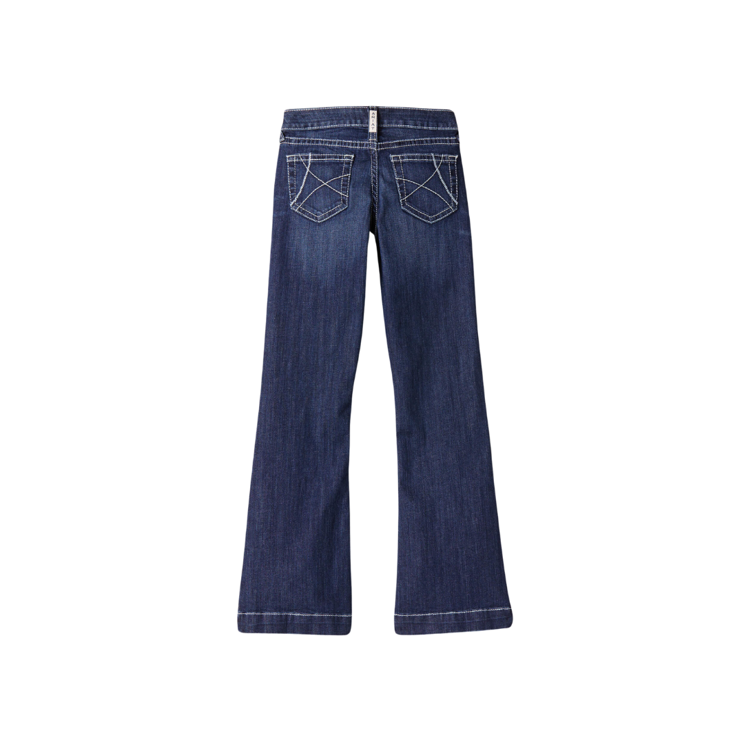 Ariat Youth Girl's Mid Rise Stretch Ella Wide Naomi Blue Jeans