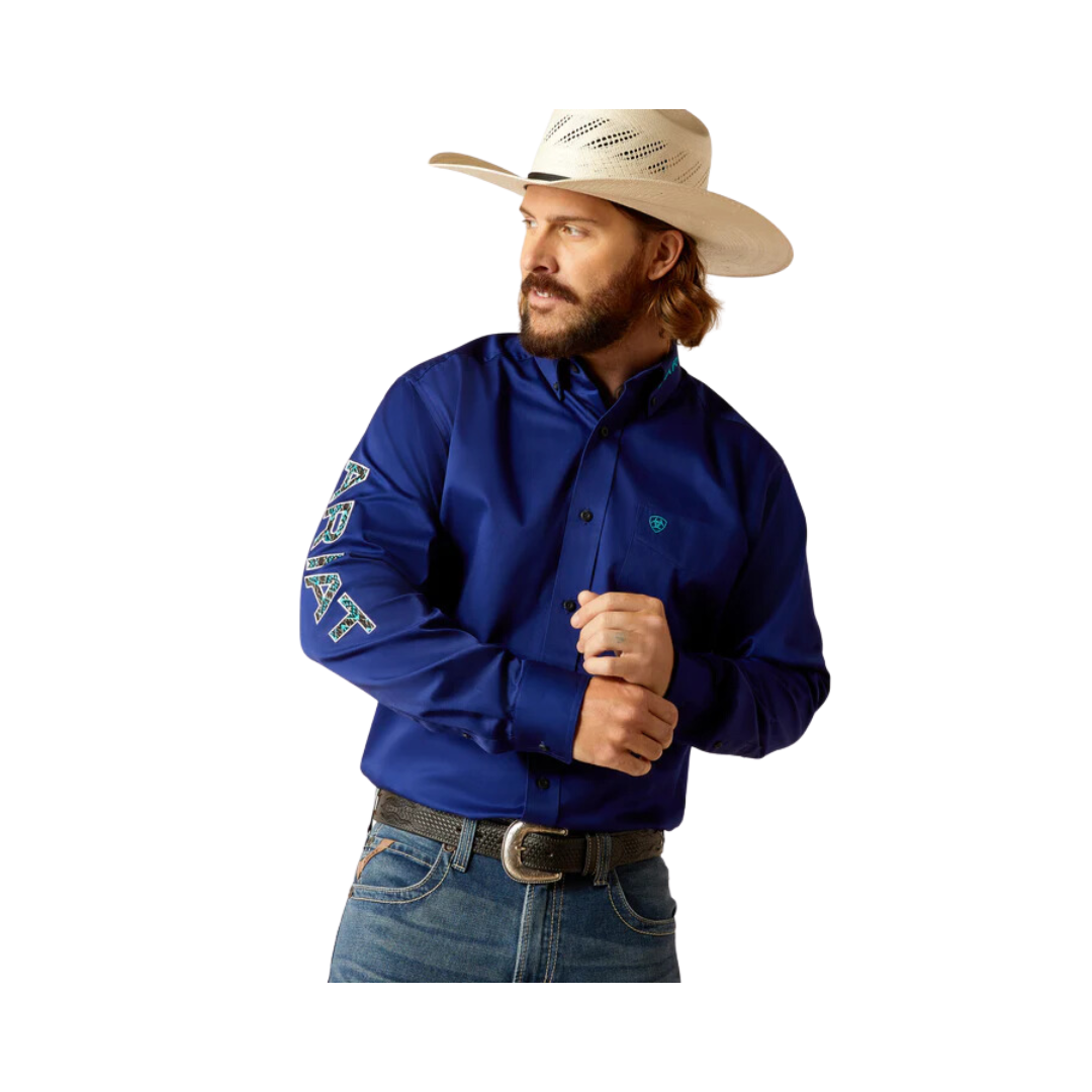 Ariat Men's Team Logo Twill Royal Classic Fit Blue Shirt