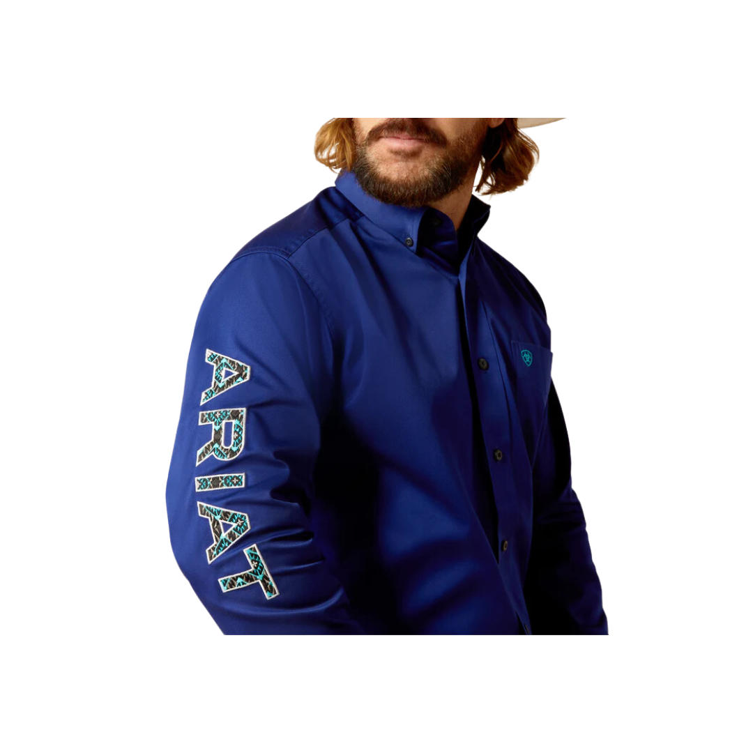 Ariat Men's Team Logo Twill Royal Classic Fit Blue Shirt