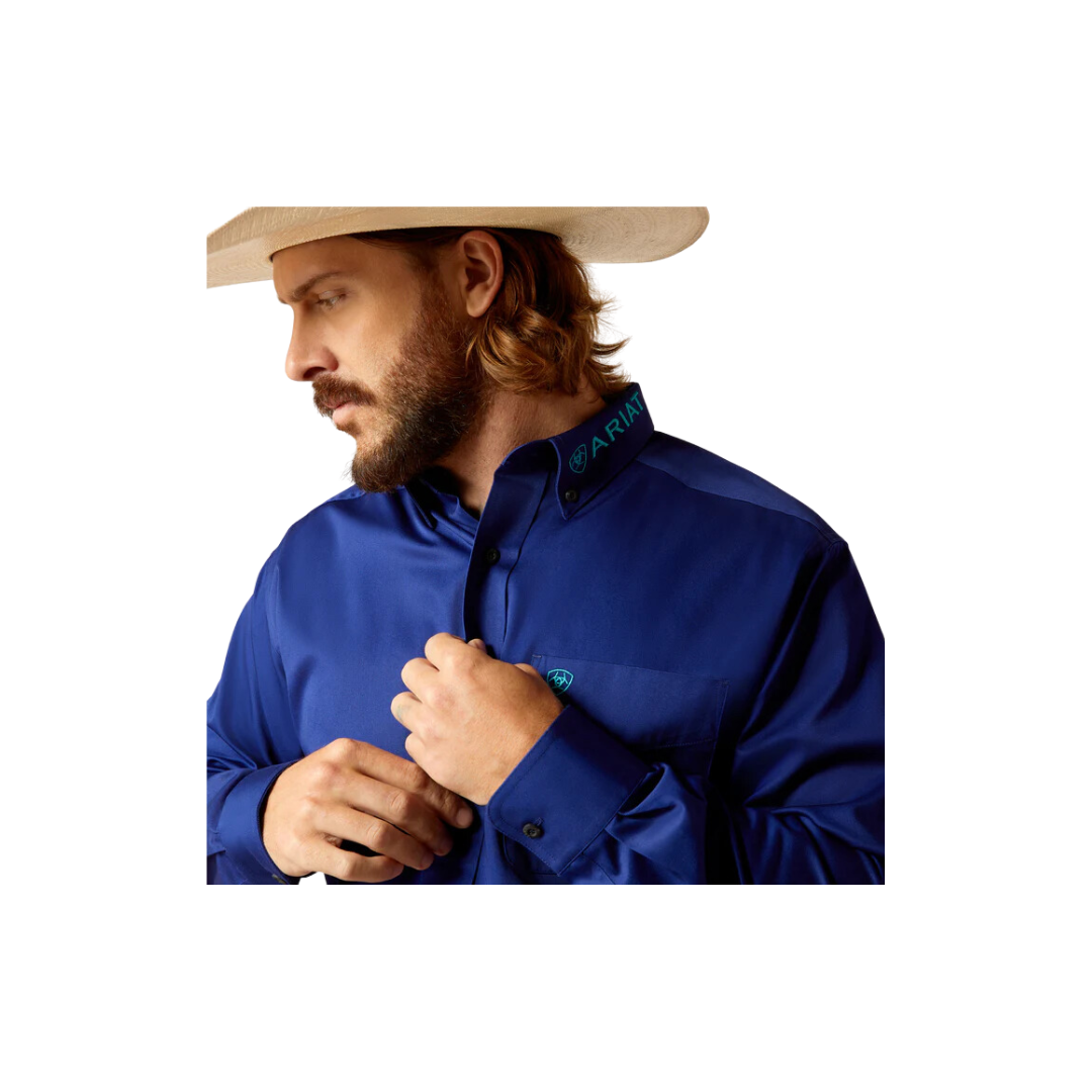 Ariat Men's Team Logo Twill Royal Classic Fit Blue Shirt