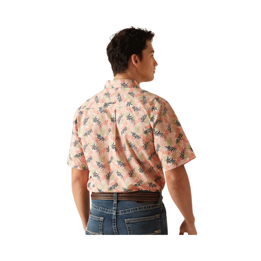 Ariat Men's Ty Fitted Short Sleeve Tea Rose Coral Shirt