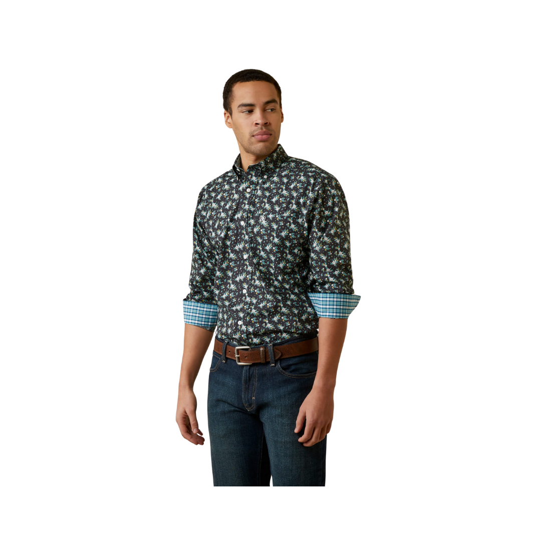 Ariat Men's Wrinkle Free Camdyn Fitted Navy Shirt