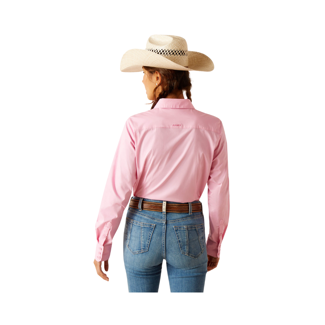 Ariat Women's Wrinkle Resist Team Kirby Stretch Prism Pink Shirt