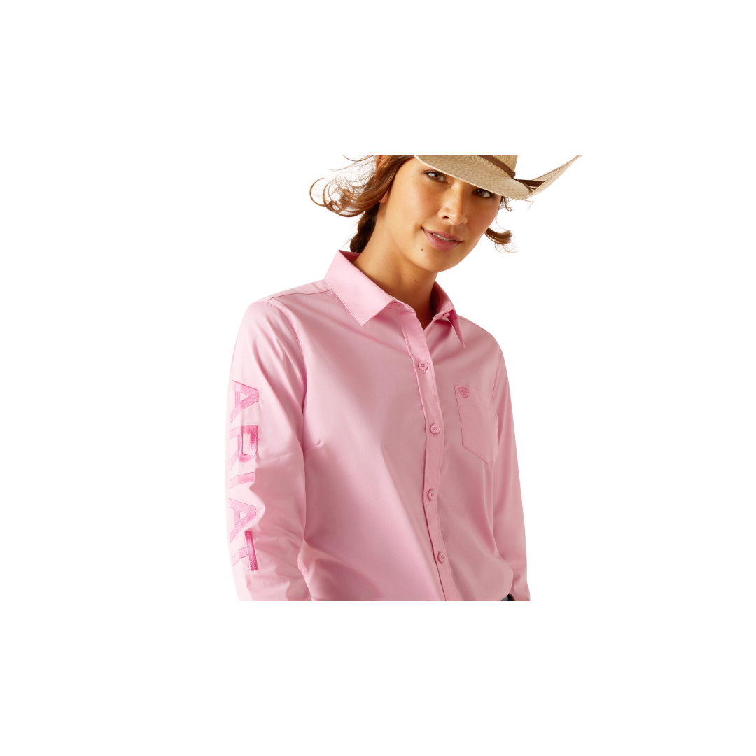 Ariat Women's Wrinkle Resist Team Kirby Stretch Prism Pink Shirt