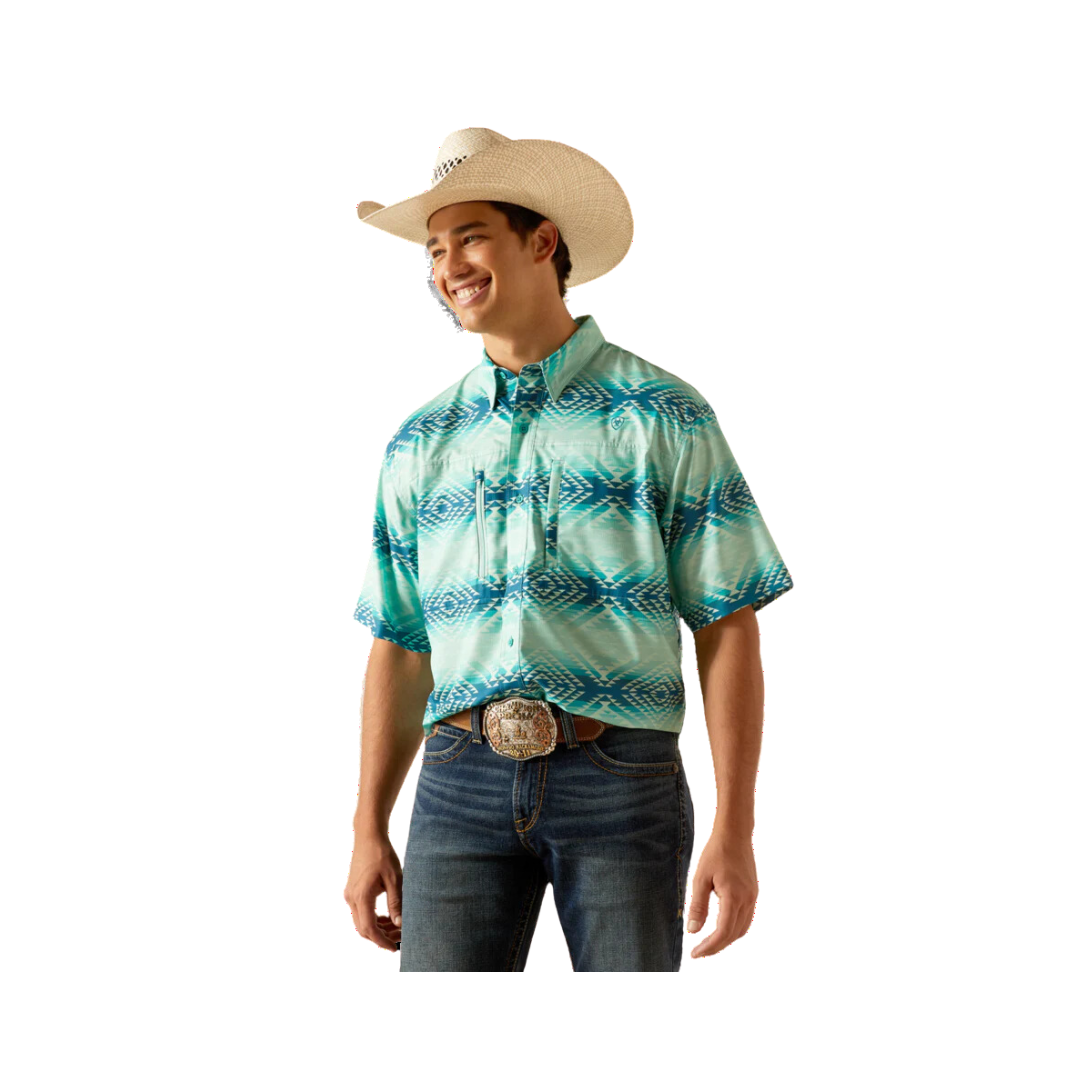 Ariat Men's Venttek Classic Fit Button Down Collar Aqua Shirt