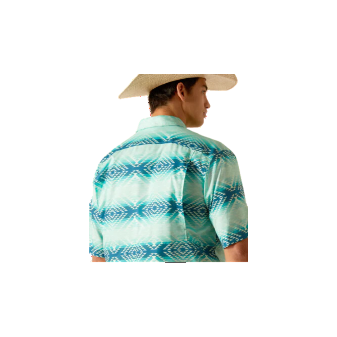 Ariat Men's Venttek Classic Fit Button Down Collar Aqua Shirt