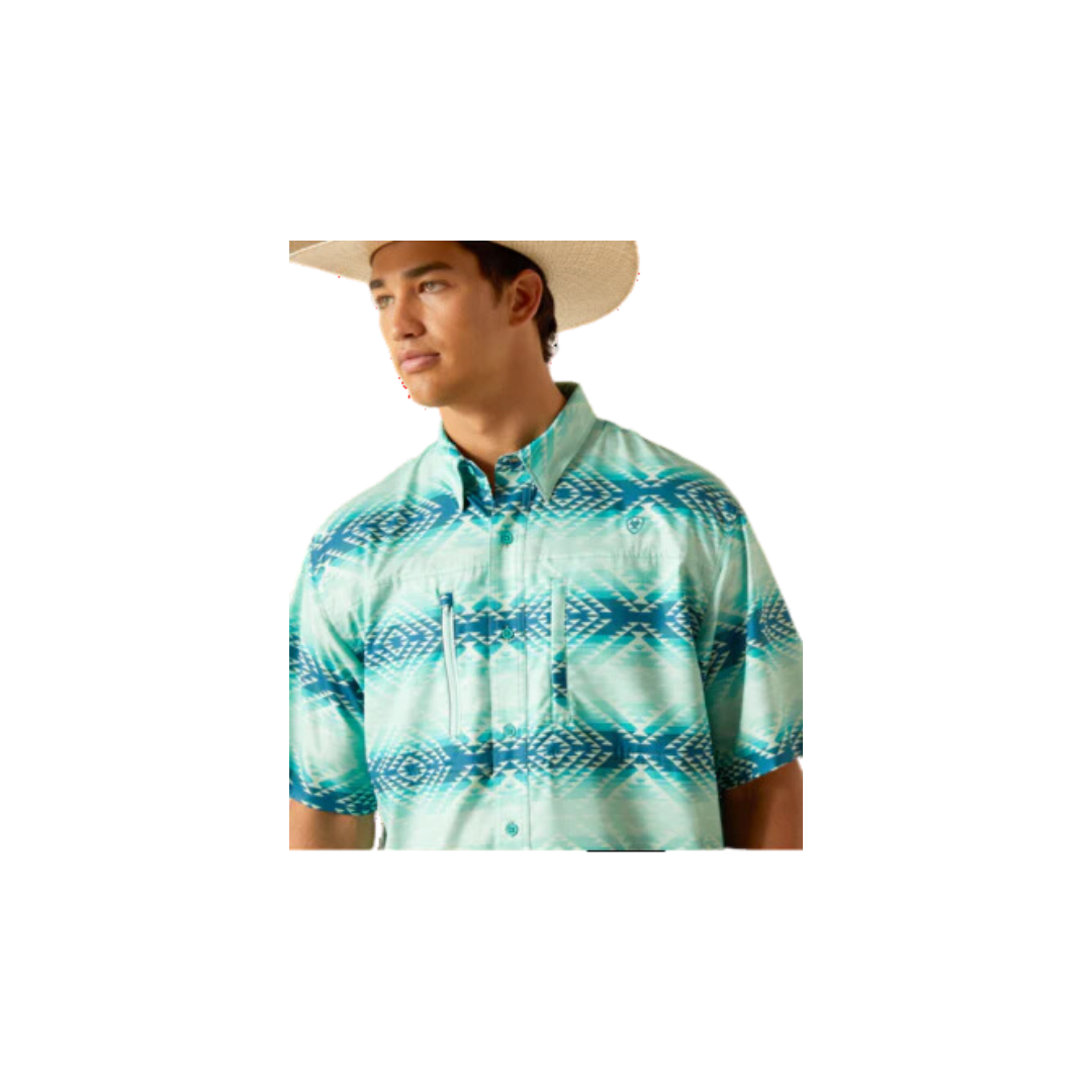 Ariat Men's Venttek Classic Fit Button Down Collar Aqua Shirt