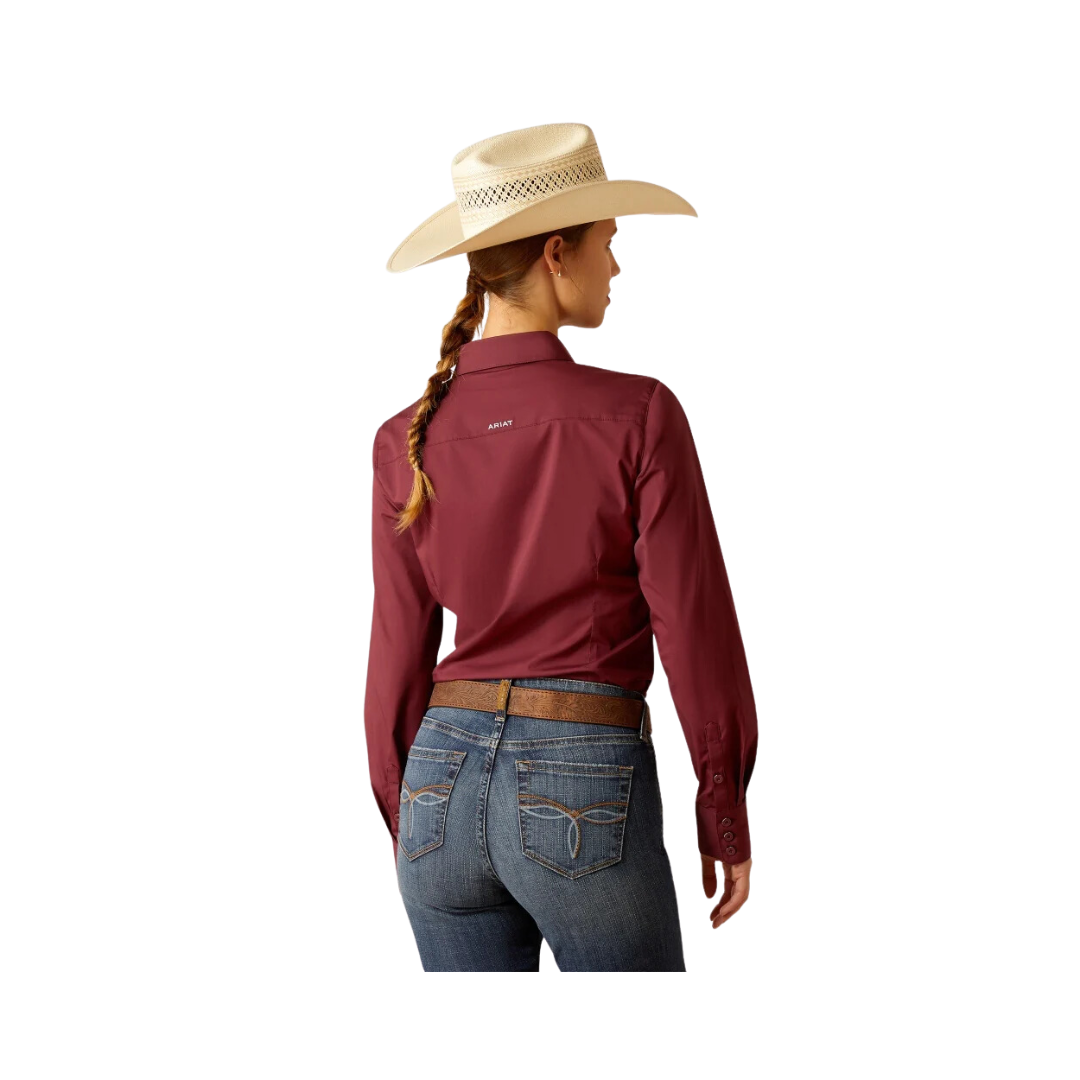 Ariat Women's Wrinkle Resist Kirby Burgundy Big Shirt