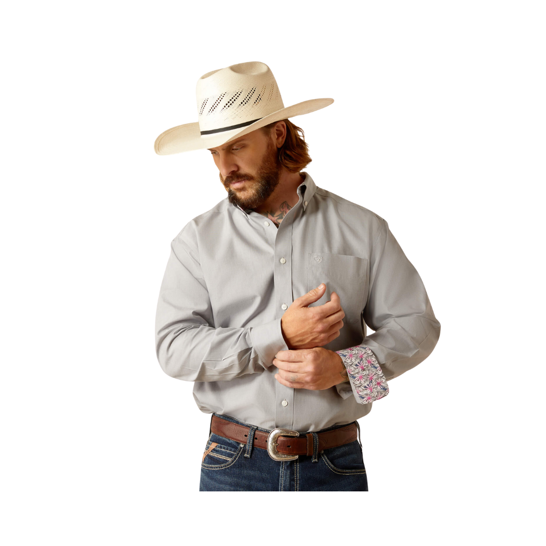 Ariat Men's Wrinkle Free Solid Pinpoint Oxford Classic Fit Harbor Mist Big Shirt
