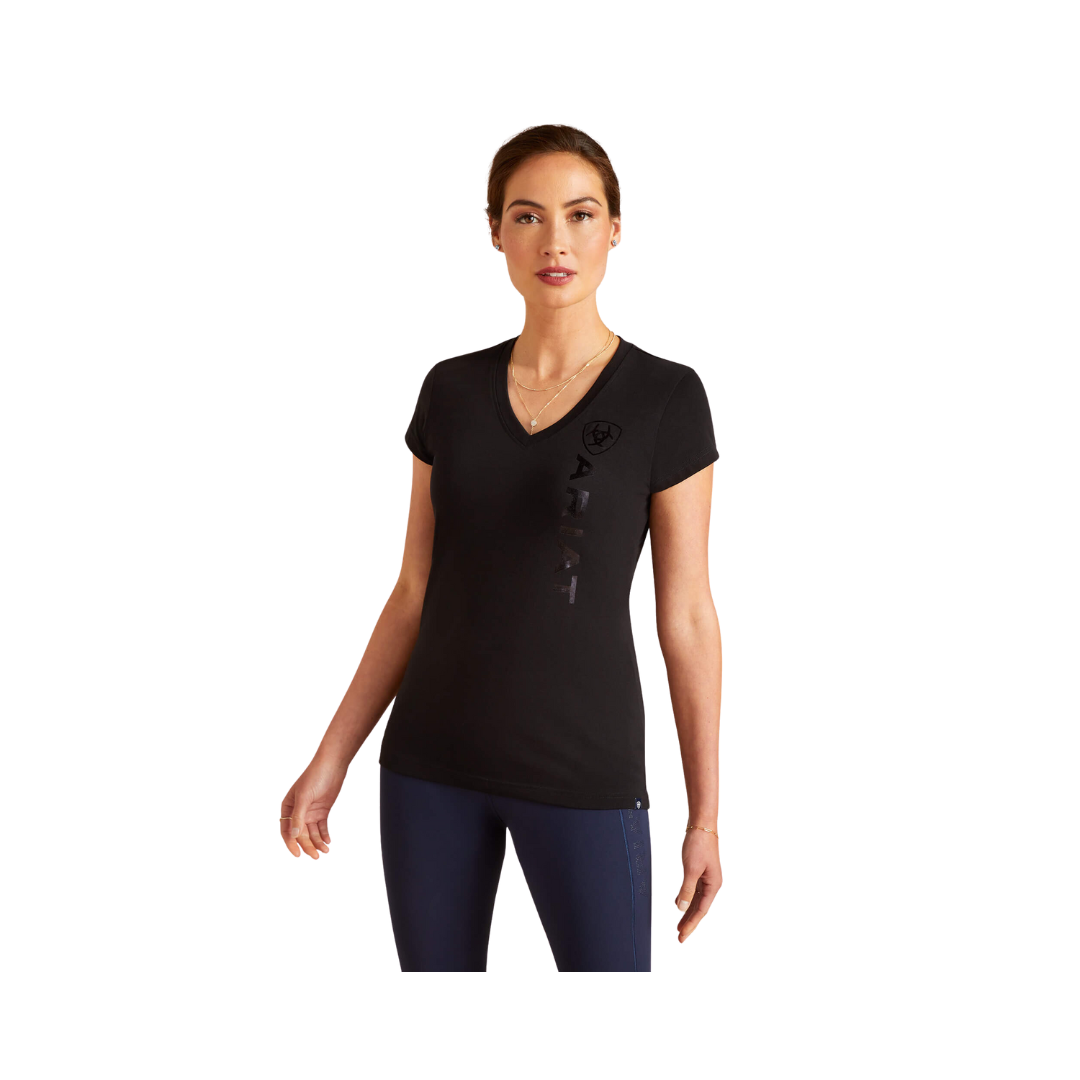 Ariat Women's Vertical Logo V Black T-Shirt