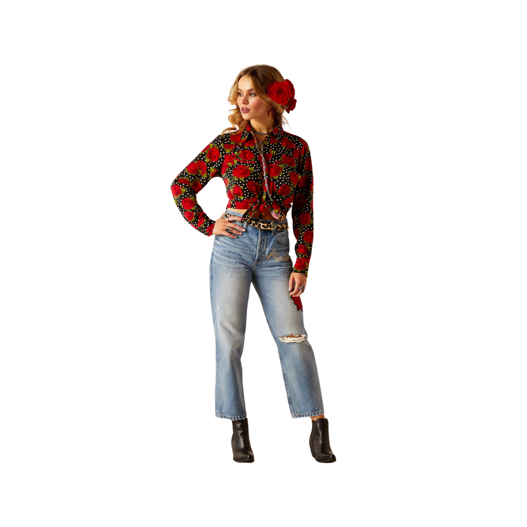 Ariat Women's Retro Rose Rodeo Quincy Punchy Polka Dot Shirt
