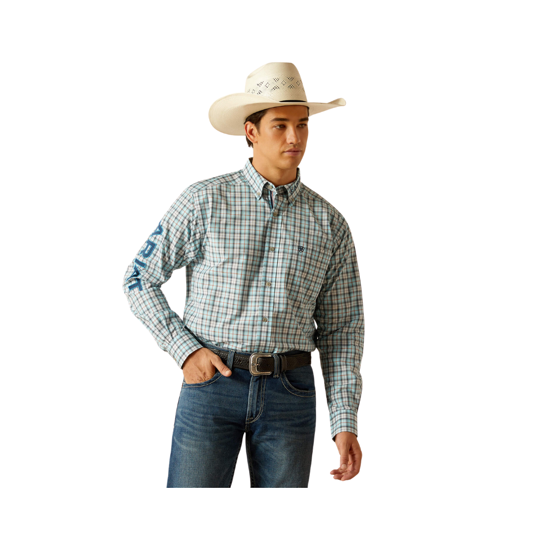 Ariat Men's Pro Series Team Lawrence Classic Fit Aqua Big Shirt