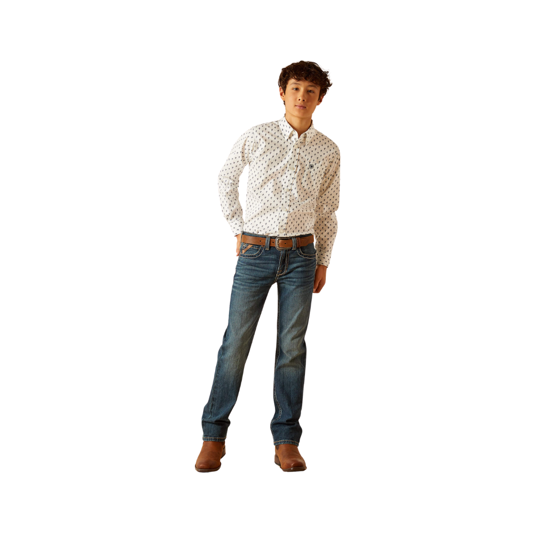 Ariat Youth Boy's Parker Classic Fit White Shirt
