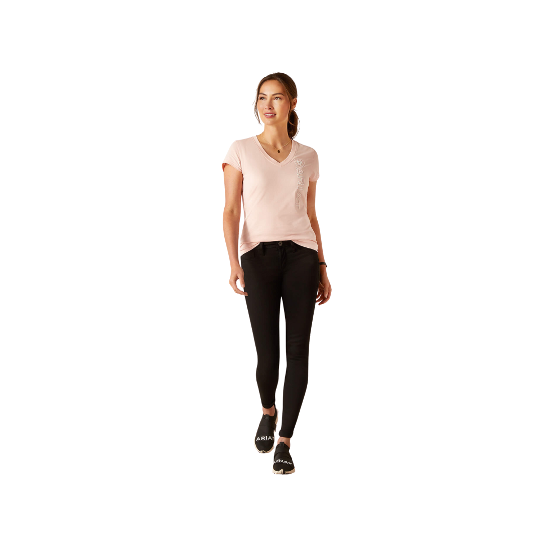 Ariat Women's Vertical Logo V Blushing Rose T-Shirt