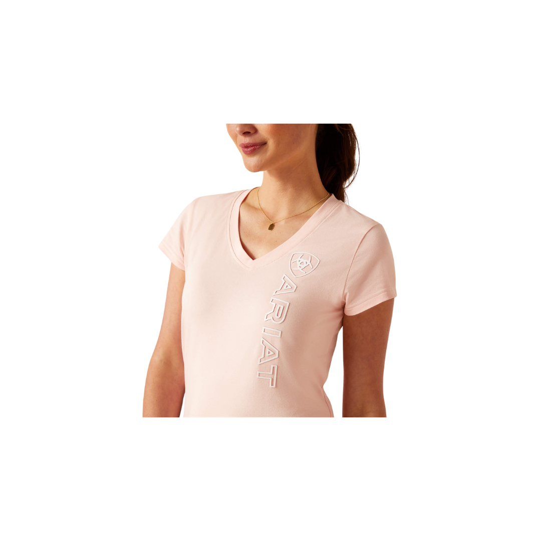 Ariat Women's Vertical Logo V Blushing Rose T-Shirt