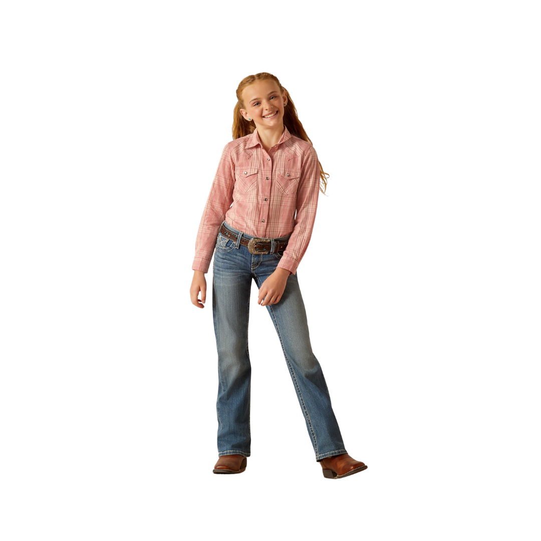 Ariat Youth Girl's Nazca Plaid Pink Shirt